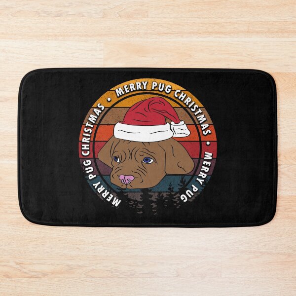Item preview, Merry Pug Christmas distressed sunset retro dog face design designed and sold by SamRVstore.