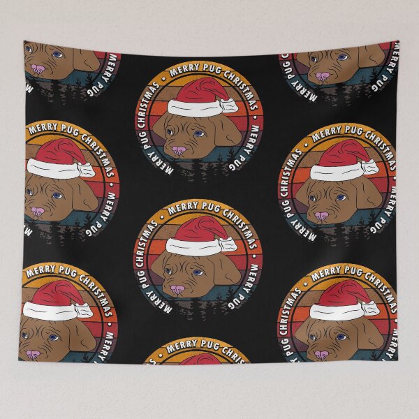 Item preview, Merry Pug Christmas distressed sunset retro dog face design designed and sold by SamRVstore.