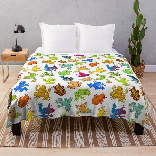 Colorful Frogs Throw Blanket