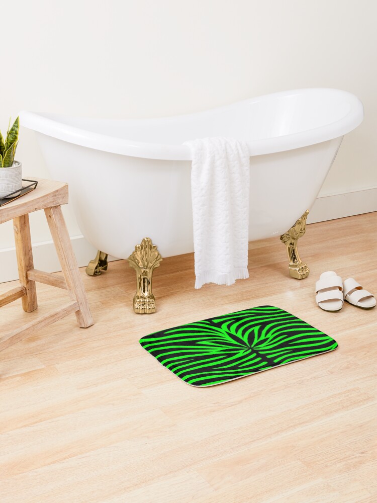 Thumbnail 1 of 6, Bath Mat, Green Tiger designed and sold by Skyvora.