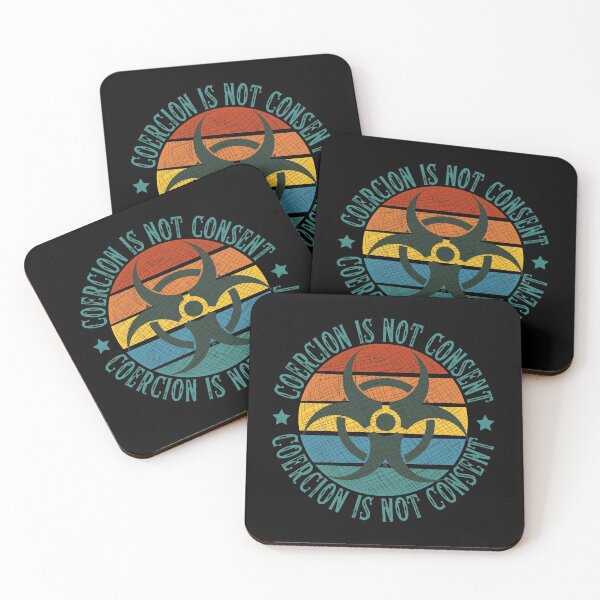 Item preview, Coercion is not consent,  retro sunset distressed hazard print designed and sold by Auntieck.