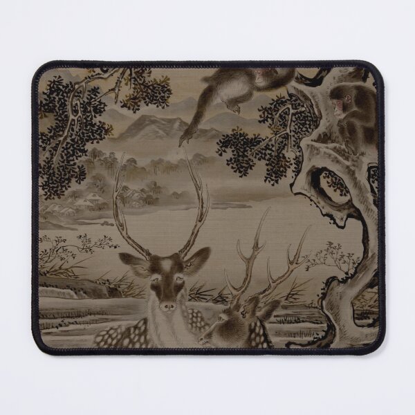 Item preview, Vintage Deer and Monkeys by Kawanabe Kyōsai - Retouched designed and sold by autumnsspov.