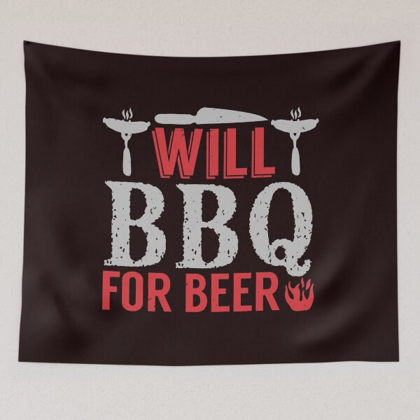 Item preview, Will BBQ For Beer - Funny BBQ Shirt designed and sold by StreetShirts1.
