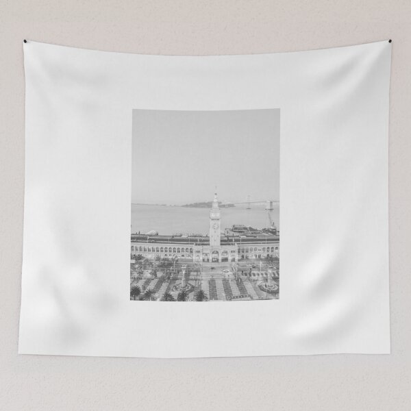 Item preview, Dusk at the Ferry Building, San Francisco - Black & White #2 designed and sold by ywphotos.