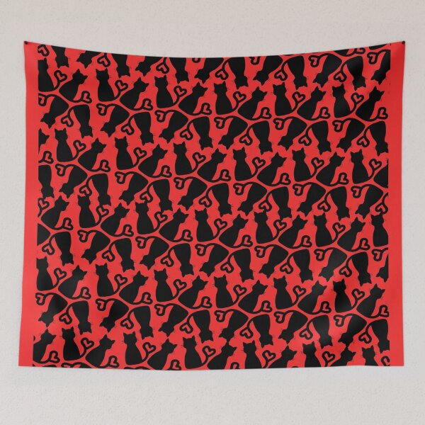 Item preview, Cat Love - fun pattern in red designed and sold by LakehouseGal.