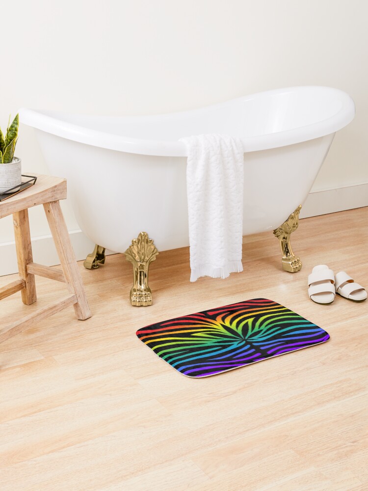 Thumbnail 2 of 6, Bath Mat, Rainbow Tiger designed and sold by Skyvora.