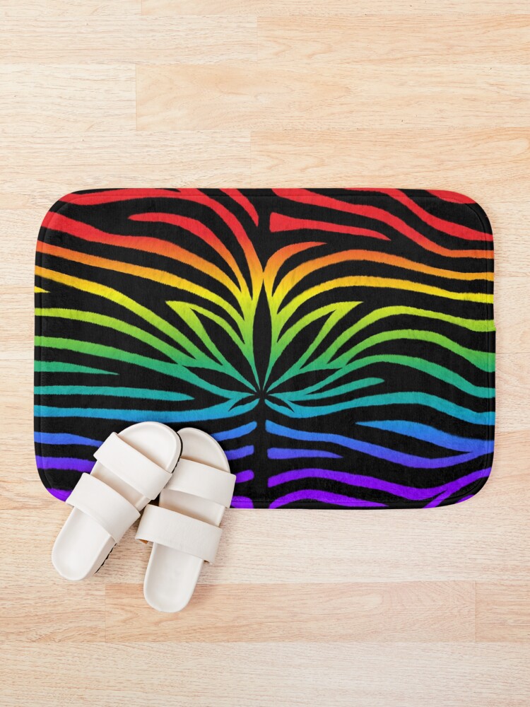 Thumbnail 1 of 6, Bath Mat, Rainbow Tiger designed and sold by Skyvora.