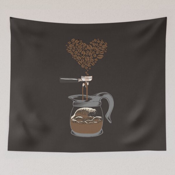 Item preview, Barista And Great Wave Coffee Beans Art designed and sold by MrEddie10.