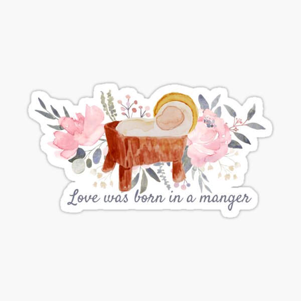 Item preview, Love was born in a manger - floral design designed and sold by ChloesCornerNZ.