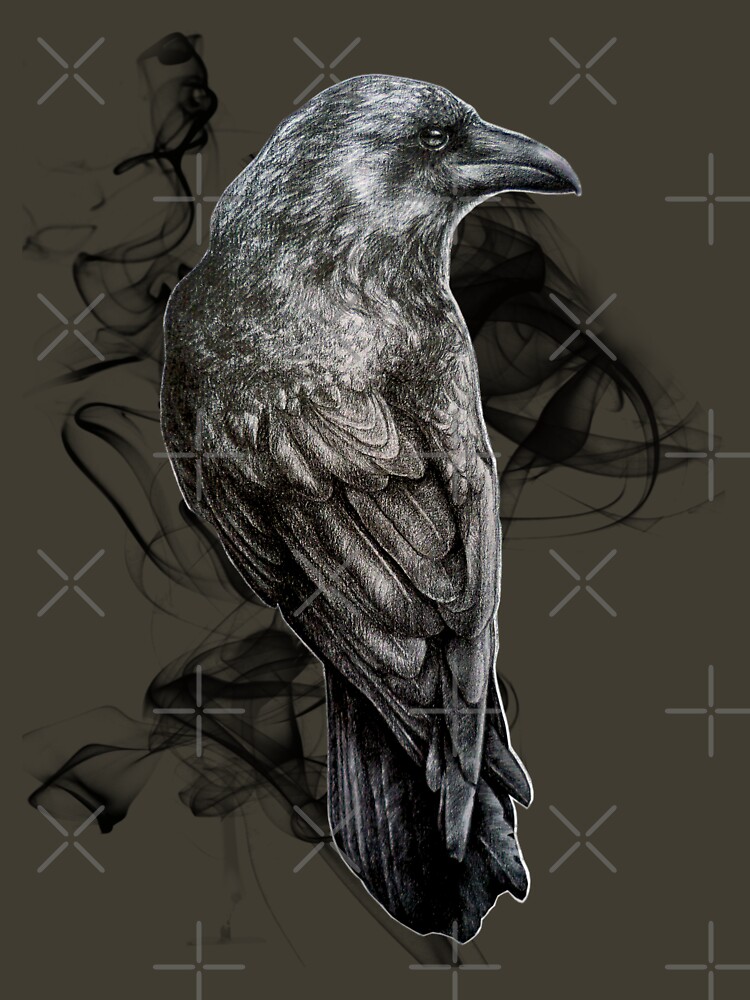 "crow gothic bird raven realism drawing sketch tattoo" Tshirt by