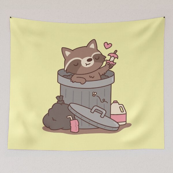 Item preview, Cute Raccoon Finds Apple Treasure in Dustbin designed and sold by rustydoodle.