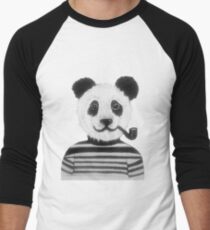Cool Hipster Panda Bear Smoking Pipe Men's Baseball ¾ T-Shirt