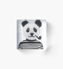 Cool Hipster Panda Bear Smoking Pipe Acrylic Block