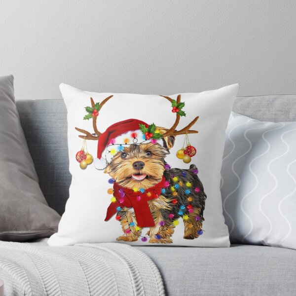 Item preview, Yorkie terrier dog gorgeous reindeer light red hat designed and sold by didian03.