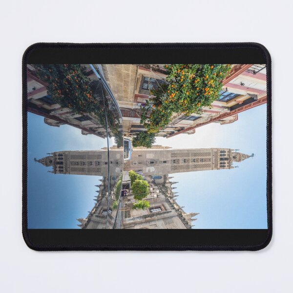 Item preview, Archbishop's Palace and Giralda reflected in a car designed and sold by Sevillanism.