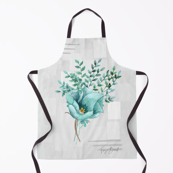 Item preview, Turquoise Flower and Foliage Watercolor on Abstract Grey Shapes Background-Tranquil Peaceful and Serene Art Home Decor designed and sold by Hanlar.