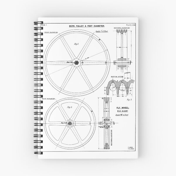 Item preview, Vintage drawing of a rope pulley from an Edwardian textbook on technical drawing. designed and sold by Random Railways.
