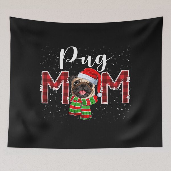 Item preview, Christmas Pug Mom Hat Santa Lover Scarf Plaid Dog Mom Lover designed and sold by Nena12312.