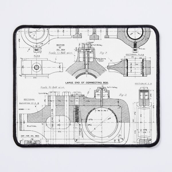 Item preview, Vintage drawing of locomotive coupling rods from an Edwardian textbook on technical drawing. designed and sold by Random Railways.