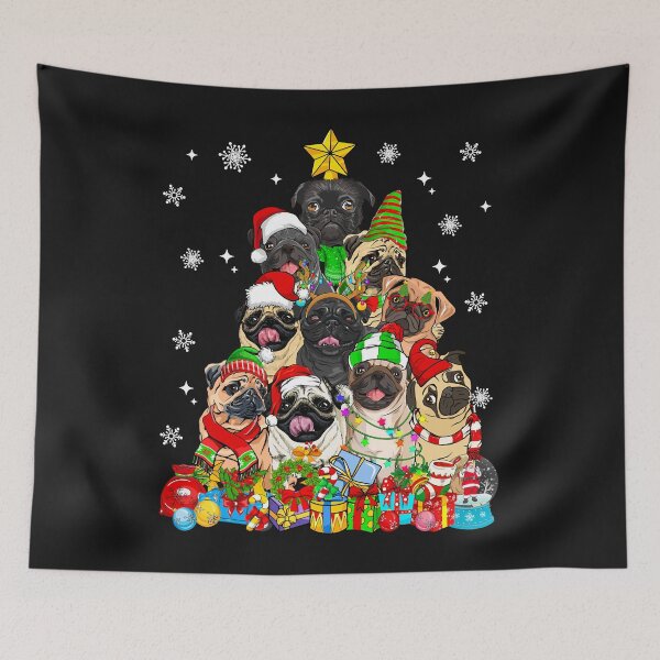 Artikelvorschau, Christmas Tree Lights Pug Dog Lover Xmas Pajama entworfen und verkauft von Nena12312.