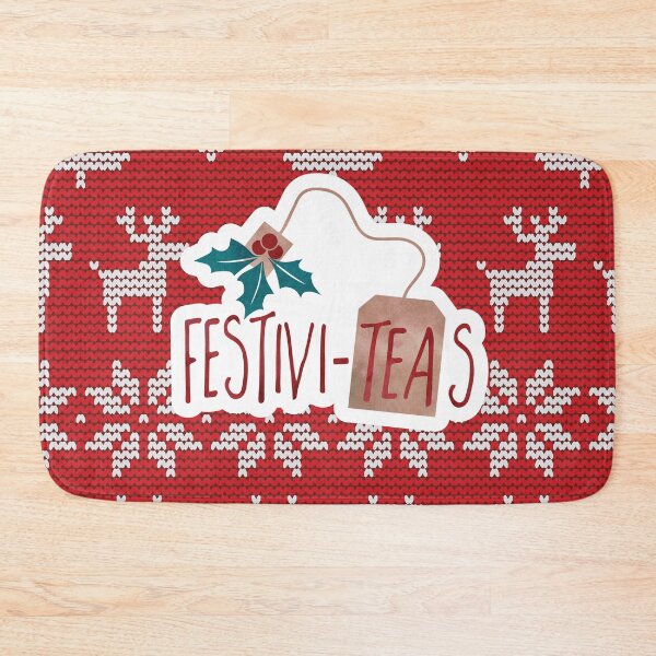Item preview, FestiviTEAS - a funny holiday design with a tea bag and mistletoe atop a Christmas sweater design designed and sold by hitechmom.
