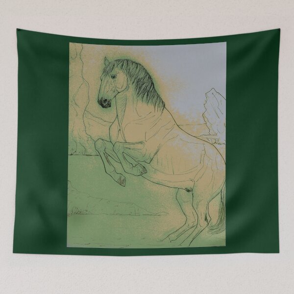 Item preview, Rearing colorful horse sketch designed and sold by horseaddicted.