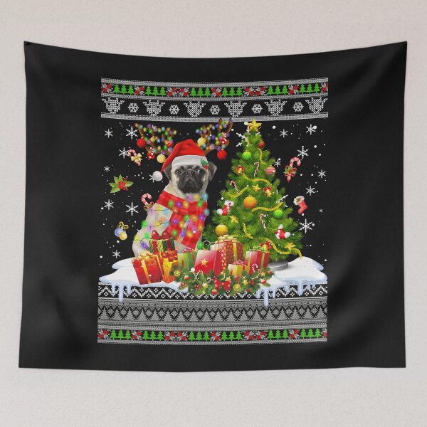 Artikelvorschau, Funny Christmas Lights Pug Dog Funny Xmas Ugly Sweater entworfen und verkauft von Nena12312.