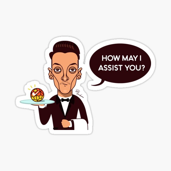 "How may I assist you?" Sticker for Sale by rudigundersen Redbubble