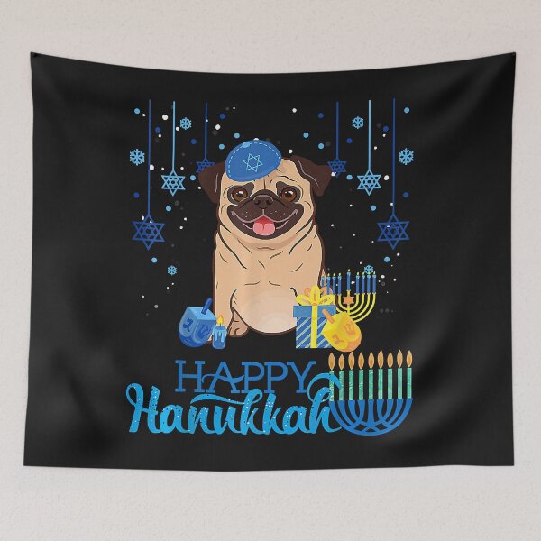 Item preview, Jewish Pug Dog Menorah Hat Chanukah Hanukkah Jewish Xmas Pre designed and sold by Nena12312.