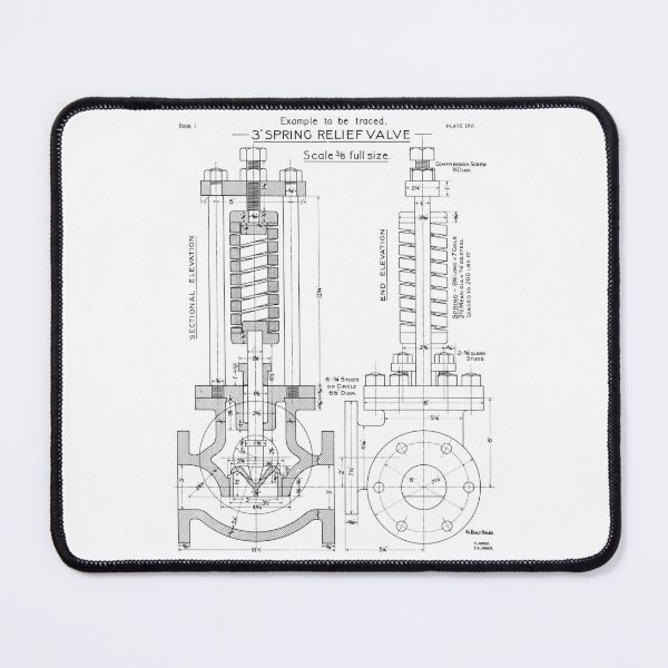 Item preview, Vintage drawing of steam engine relief valve from an Edwardian textbook on technical drawing. designed and sold by Random Railways.