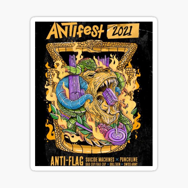 Vista previa del artículo con la obra «anti kun anta bandera antifest», diseñado y vendido por dawnfries.