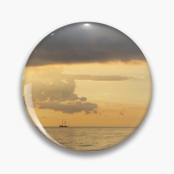 Item preview, Tiny Tall Ship - Golden Horizon Motorsailing Under Dramatic Clouds designed and sold by Georgia Mizuleva.