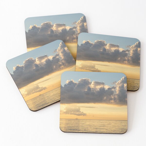 Item preview, Tiny Tall Ship - Golden Horizon Motorsailing Under Dramatic Clouds designed and sold by Georgia Mizuleva.