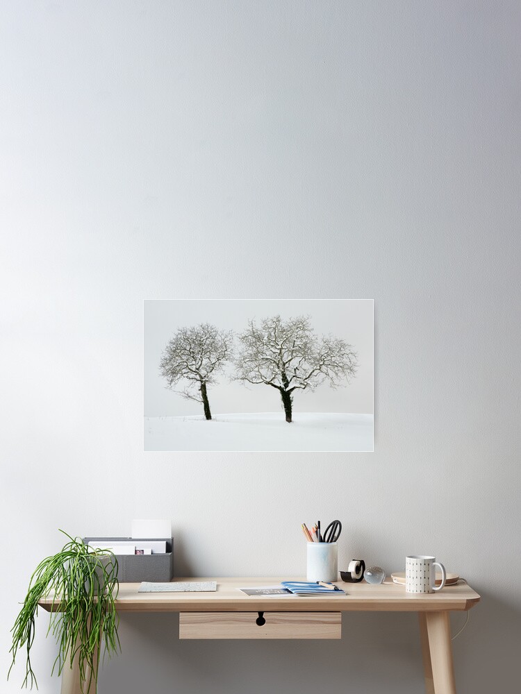 Thumbnail 2 of 3, Poster, Two trees in the snow designed and sold by patmo.