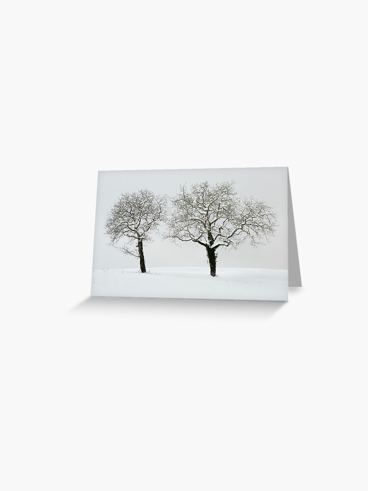 Thumbnail 1 of 2, Greeting Card, Two trees in the snow designed and sold by patmo.