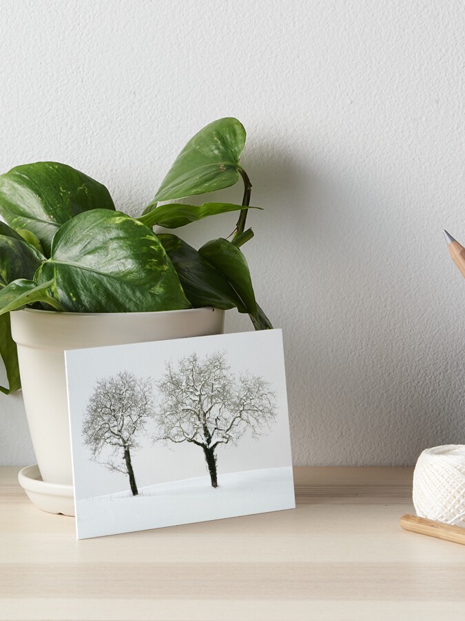 Thumbnail 1 of 2, Art Board Print, Two trees in the snow designed and sold by patmo.