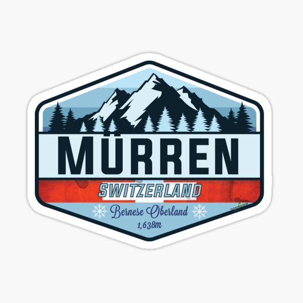 Item preview, Murren Ski Switzerland Skiing Alps Sticker T-Shirt 01 designed and sold by OuterShellUK.