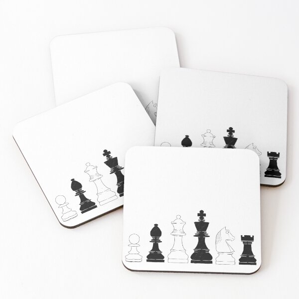 Item preview, Chess Board Pieces in black and white, king, queen, pawn, bishop, knight, castle  designed and sold by Yaragold.