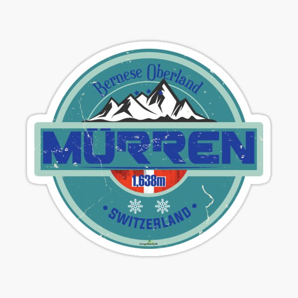 Item preview, Murren Ski Switzerland Skiing Alps Sticker T-Shirt 04 designed and sold by OuterShellUK.
