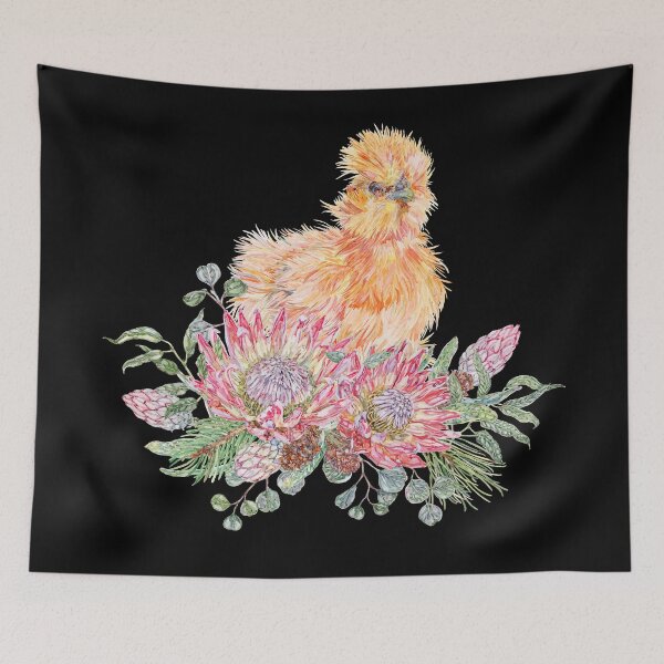 Item preview, Watercolor Silkie Chicken with Festive Flora designed and sold by becca-boyce.