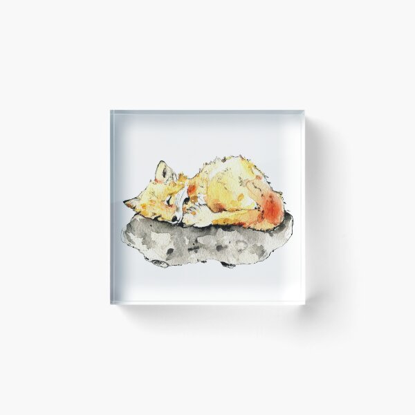 Item preview, Little sleeping fox - watercolor illustration designed and sold by lineosa.