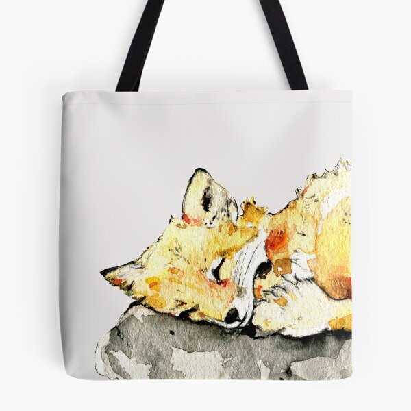 Item preview, Little sleeping fox - watercolor illustration designed and sold by lineosa.