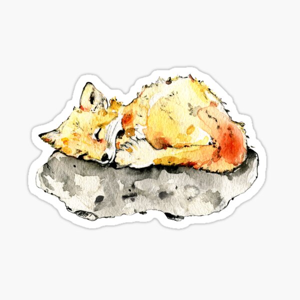 Item preview, Little sleeping fox - watercolor illustration designed and sold by lineosa.