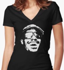 stencil Stevie Wonder Women's Fitted V-Neck T-Shirt