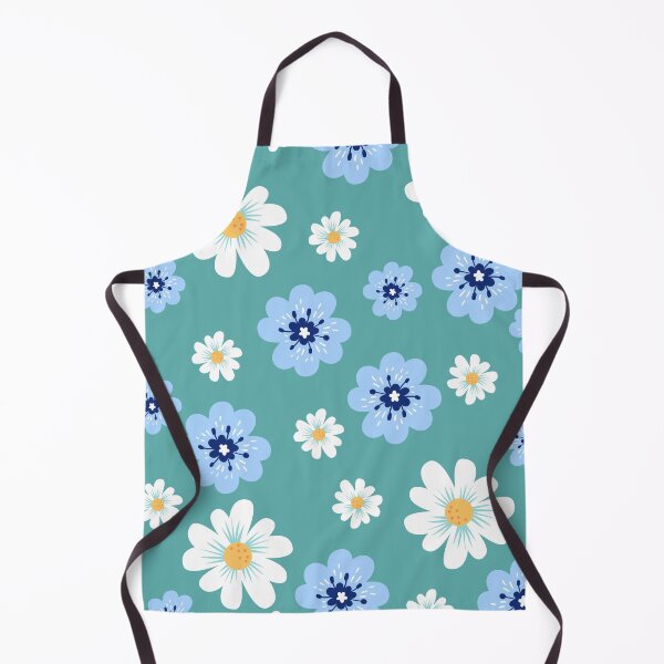 Item preview, White and Blue Flowers on Green Background designed and sold by TeamManja.