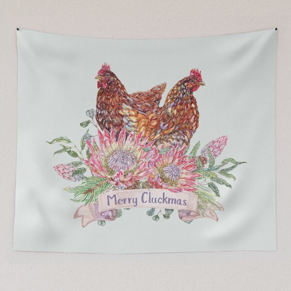 Item preview, Merry Cluckmas Chicken with Festive Flora designed and sold by becca-boyce.