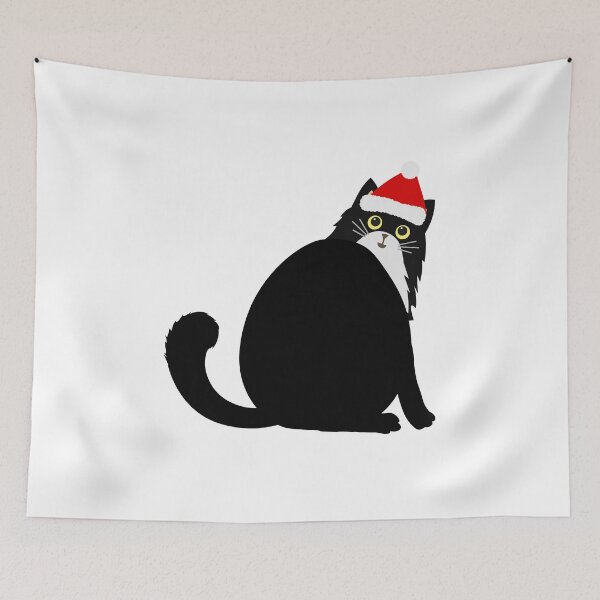 Item preview, Gato de esmoquin negro con sombrero de Navidad designed and sold by TeamManja.