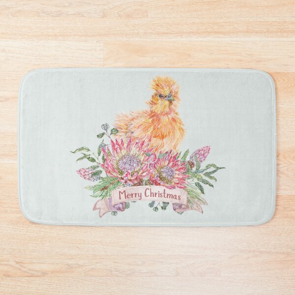 Item preview, Merry Christmas Silkie Chicken with Festive Flora designed and sold by becca-boyce.