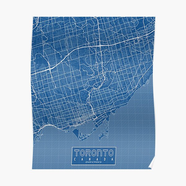 Poster 21 x 29,7 cm Plan de ville City Map Création originale handmade Affiche Toronto Canada Minimalist Map 