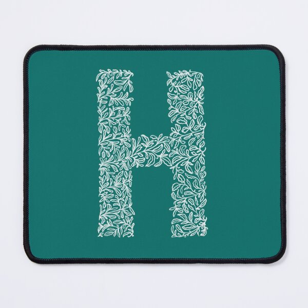 Item preview, H letter, pencil drawing, leafy monogram designed and sold by crafticdesign.